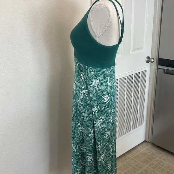 Green Sleeveless V-Neck jerseys knit comfort midi Sundress vacation tropical - Picture 8 of 14